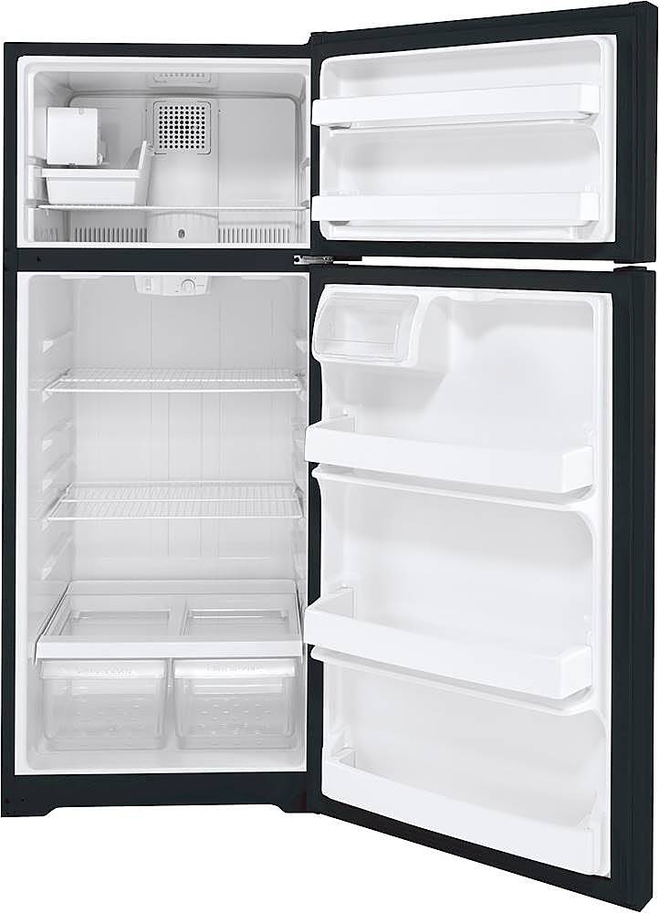 GE – 28 in. Wide 17.5 Cu. Ft. Top-Freezer Refrigerator with Interior LED Lighting – Black