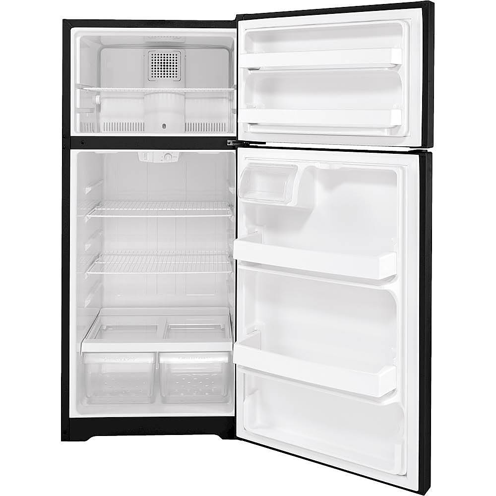 GE – 28 in. Wide 16.6 Cu. Ft. Top-Freezer Refrigerator with Adjustable Wire Shelves – Black