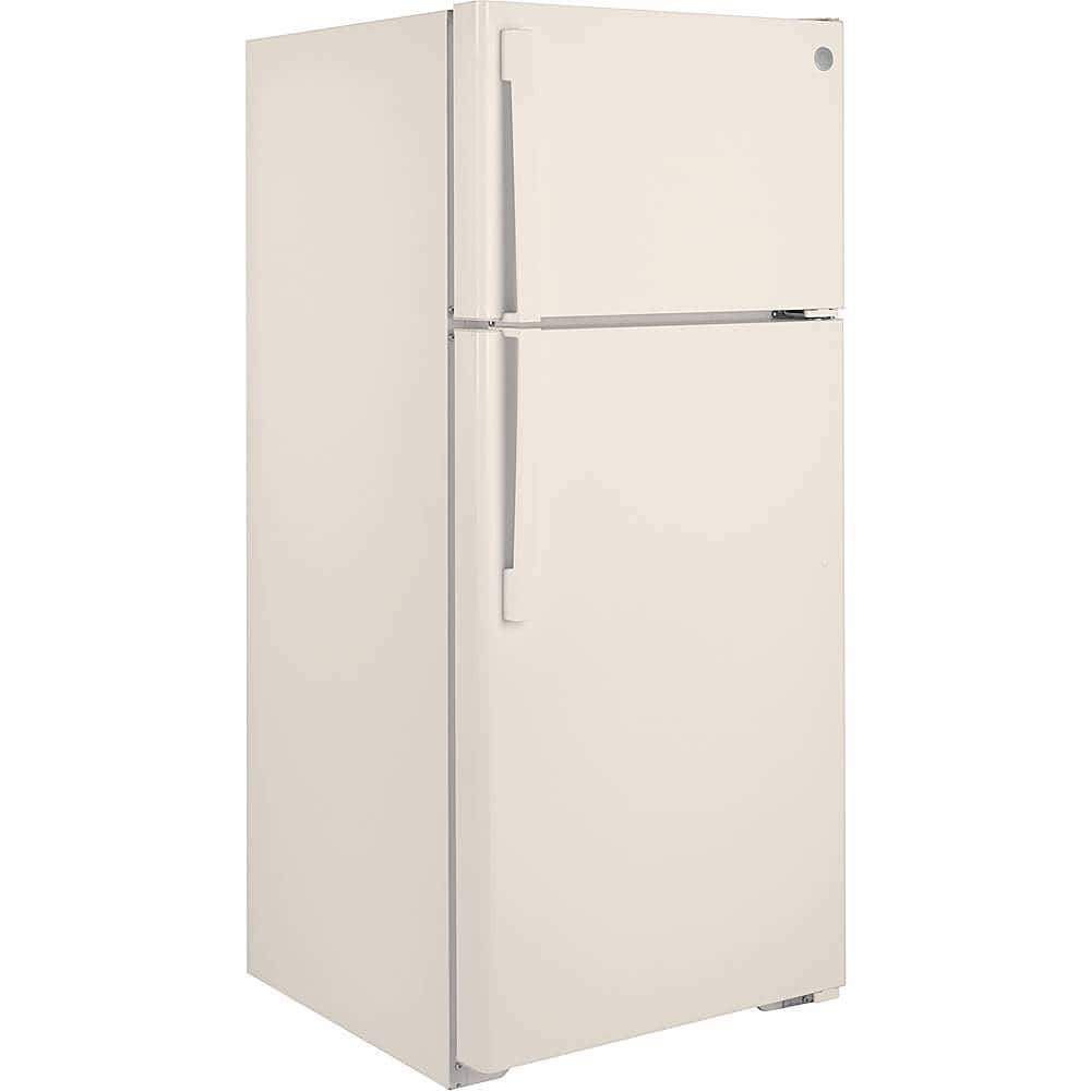 GE – 28 in. Wide 16.6 Cu. Ft. Top-Freezer Refrigerator with LED Interior Lighting – Bisque