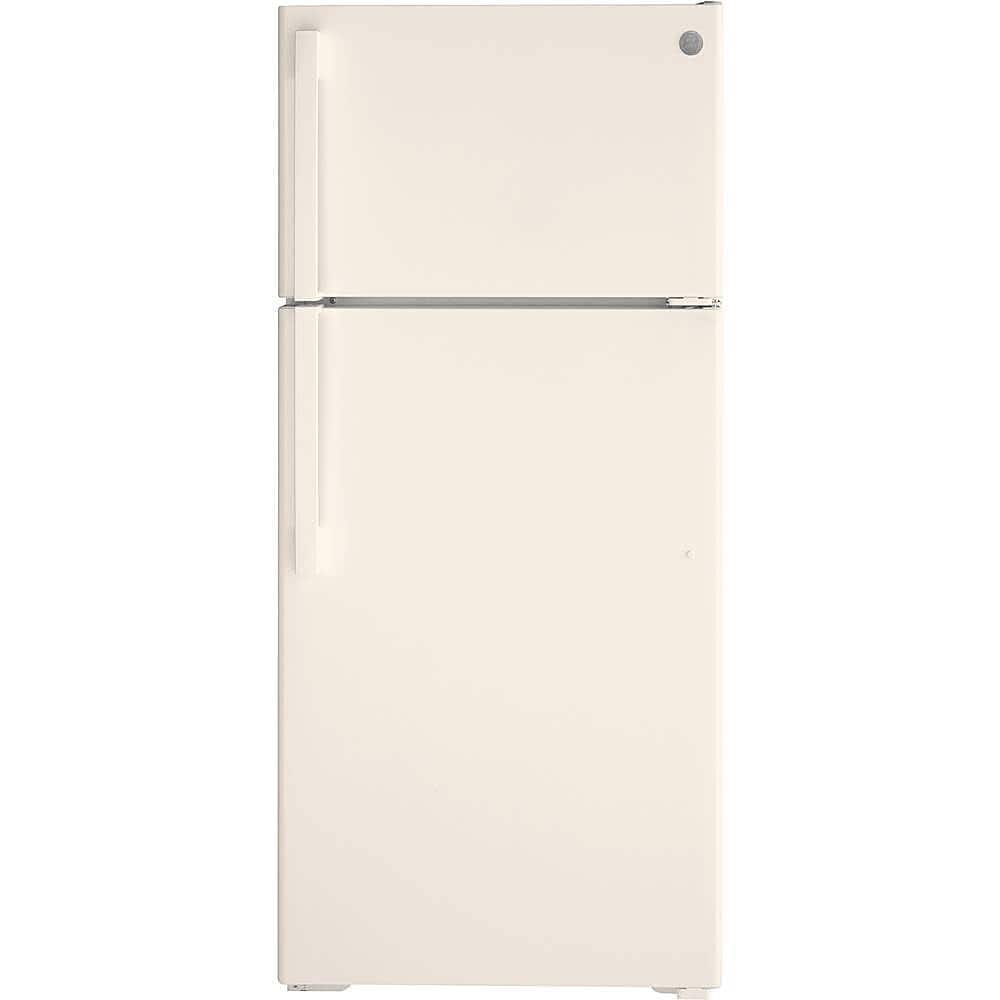 GE – 28 in. Wide 16.6 Cu. Ft. Top-Freezer Refrigerator with LED Interior Lighting – Bisque