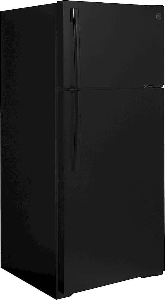 GE – 28 in. Wide 16.6 Cu. Ft. Top-Freezer Refrigerator with Edge-to-Edge Glass Shelves – Black