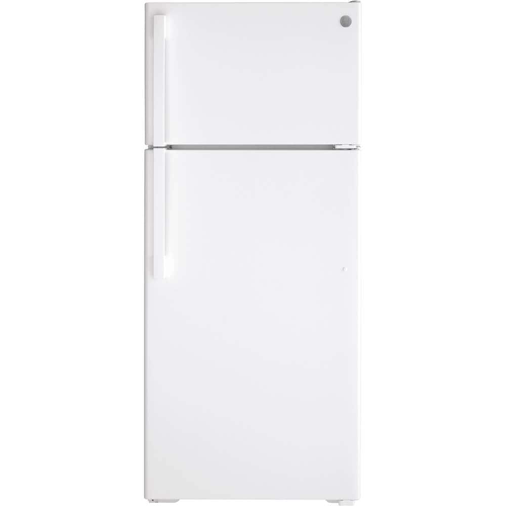 GE – 28 in. Wide 17.5 Cu. Ft. Top-Freezer Refrigerator with Edge-to-Edge Glass Shelves – White