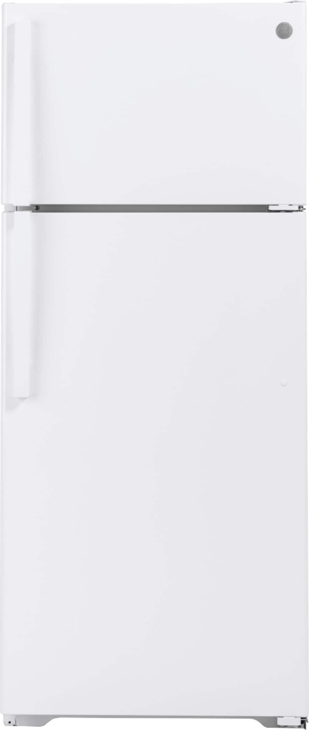 GE – 28 in. Wide 17.5 Cu. Ft. Top-Freezer Refrigerator with Edge-to-Edge Glass Shelves – White