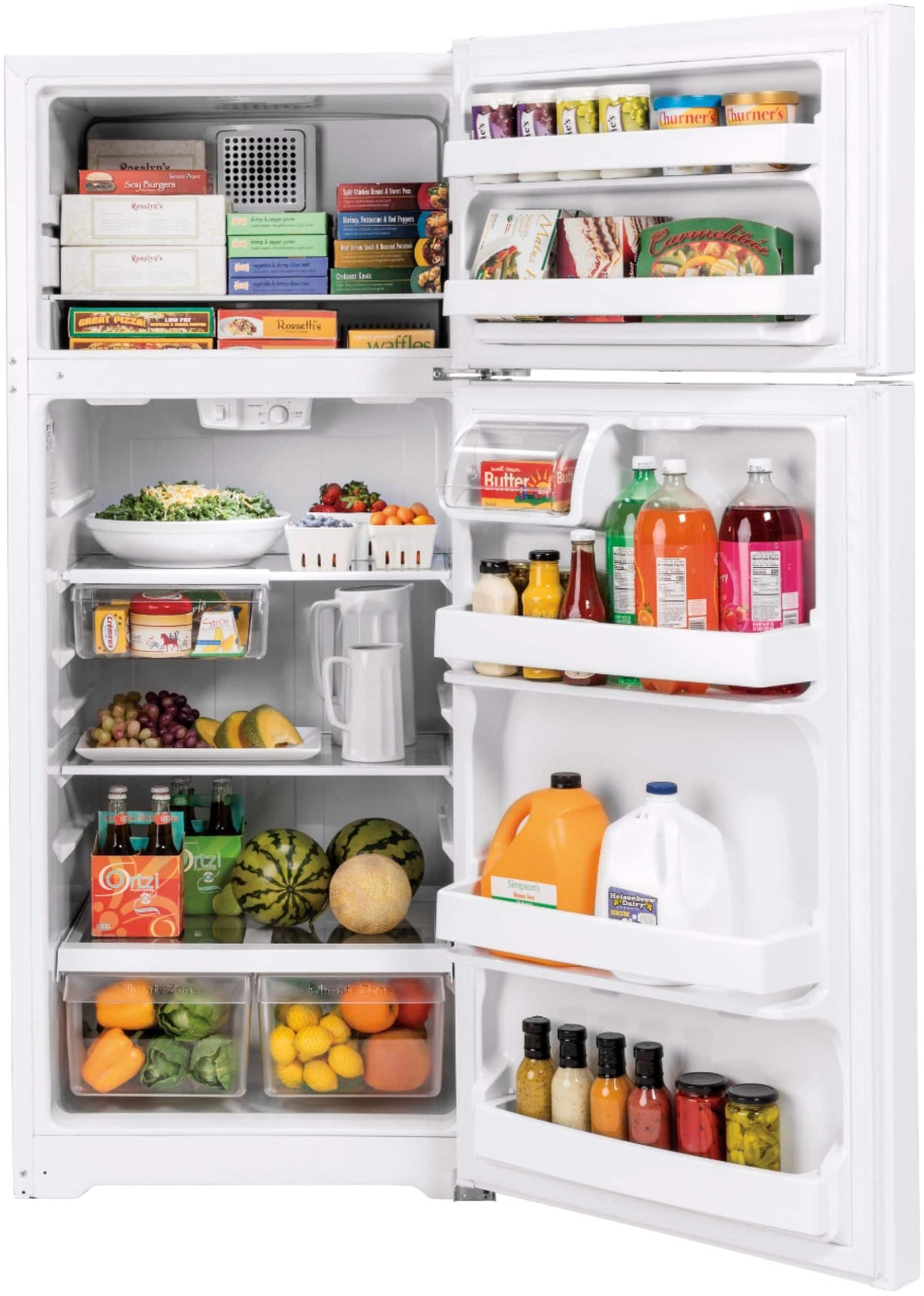 GE – 28 in. Wide 17.5 Cu. Ft. Top-Freezer Refrigerator with Edge-to-Edge Glass Shelves – White