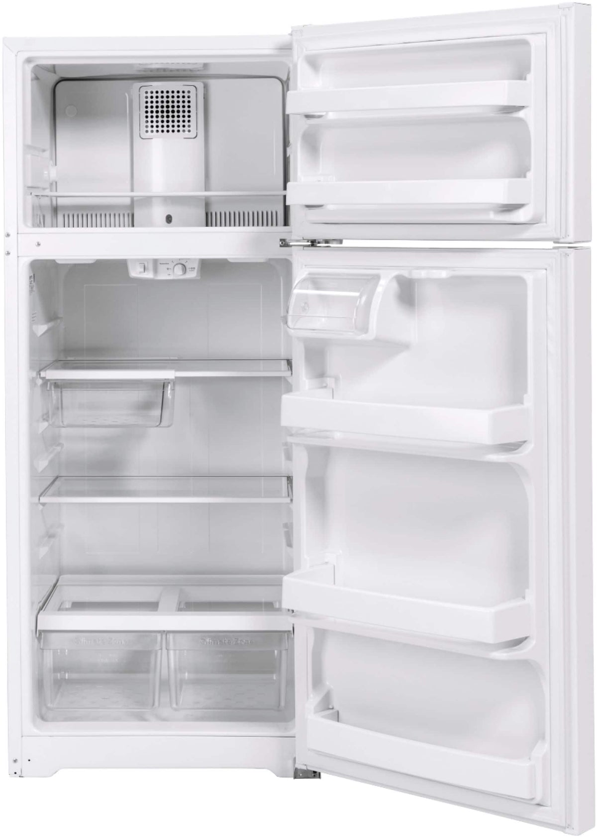 GE – 28 in. Wide 17.5 Cu. Ft. Top-Freezer Refrigerator with Edge-to-Edge Glass Shelves – White