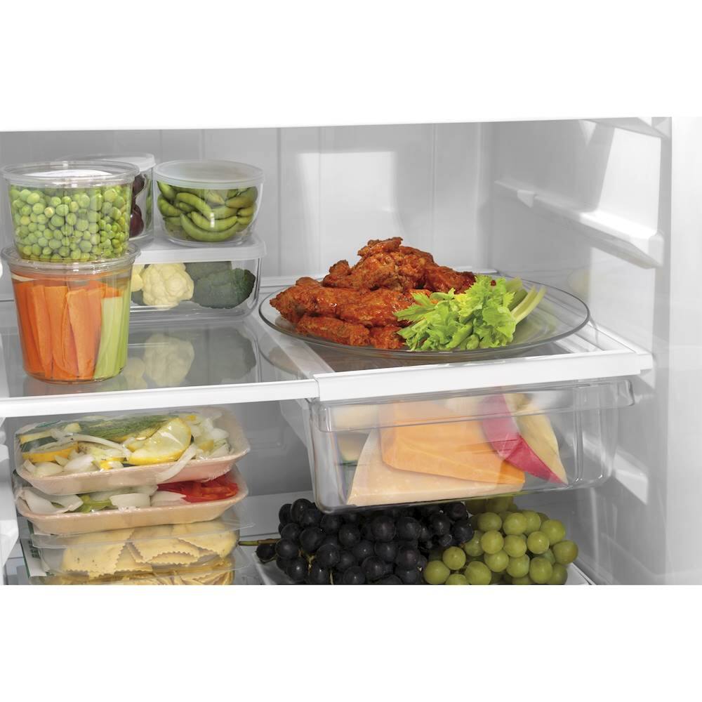 GE – 28 in. Wide 17.5 Cu. Ft. Top-Freezer Refrigerator with Edge-to-Edge Glass Shelves – Black