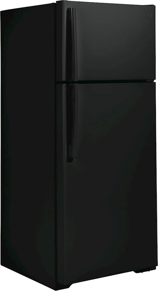 GE – 28 in. Wide 17.5 Cu. Ft. Top-Freezer Refrigerator with Edge-to-Edge Glass Shelves – Black