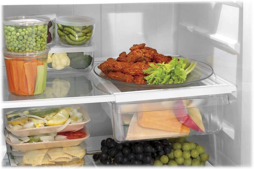 GE – 28 in. Wide 17.5 Cu. Ft. Top-Freezer Refrigerator with Edge-to-Edge Glass Shelves – Black
