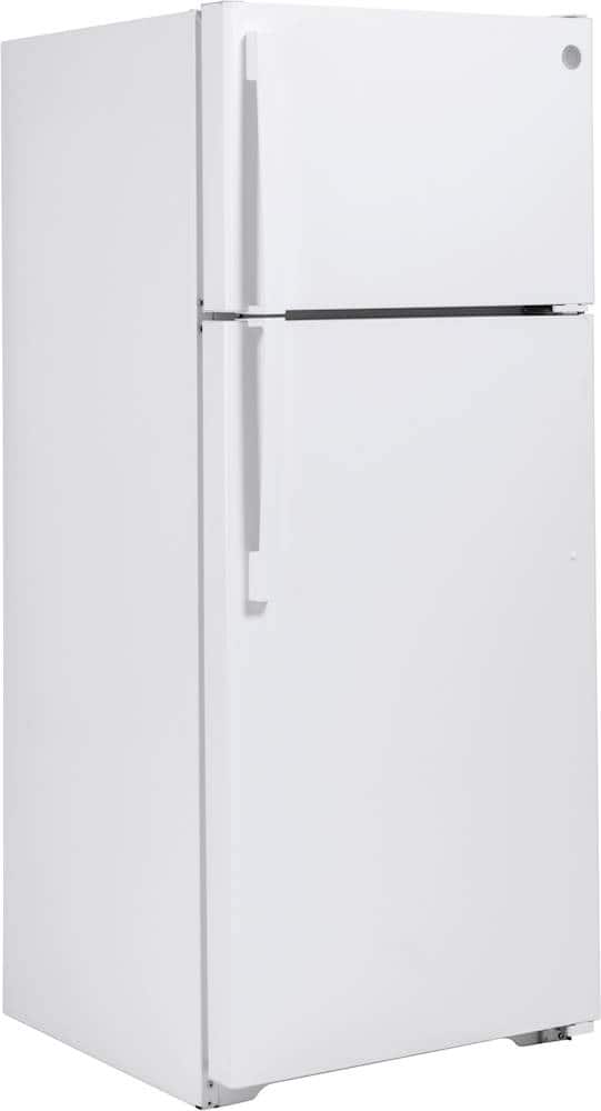 GE – 28 in. Wide 17.5 Cu. Ft. Top-Freezer Refrigerator with Edge-to-Edge Glass Shelves – White