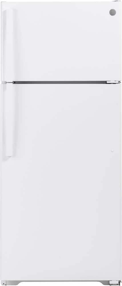 GE – 28 in. Wide 17.5 Cu. Ft. Top-Freezer Refrigerator with Edge-to-Edge Glass Shelves – White