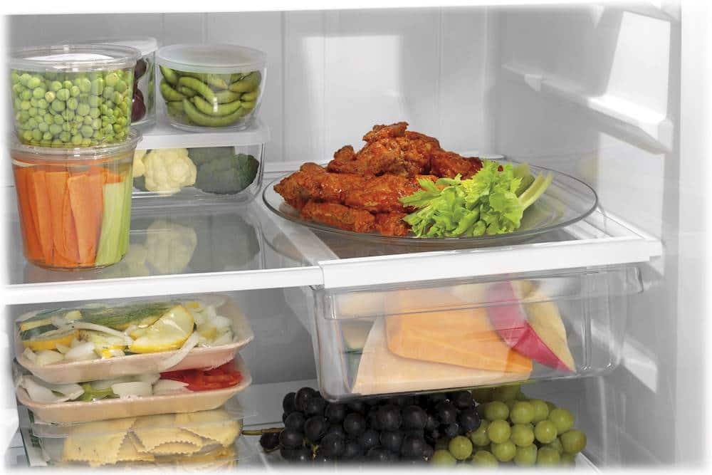 GE – 28 in. Wide 17.5 Cu. Ft. Top-Freezer Refrigerator with Edge-to-Edge Glass Shelves – White