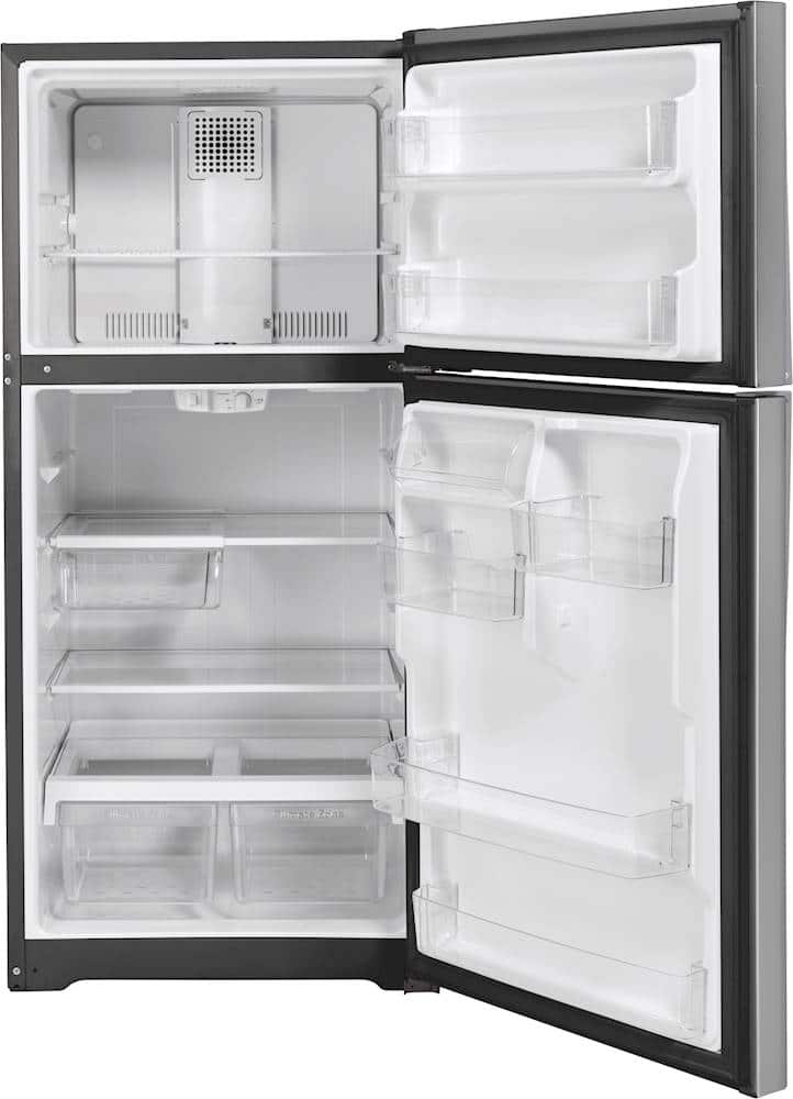 GE – 30 in. Wide 19.2 Cu. Ft. Top-Freezer Refrigerator with Premium Inner Door Modular Bins – Stainless Steel