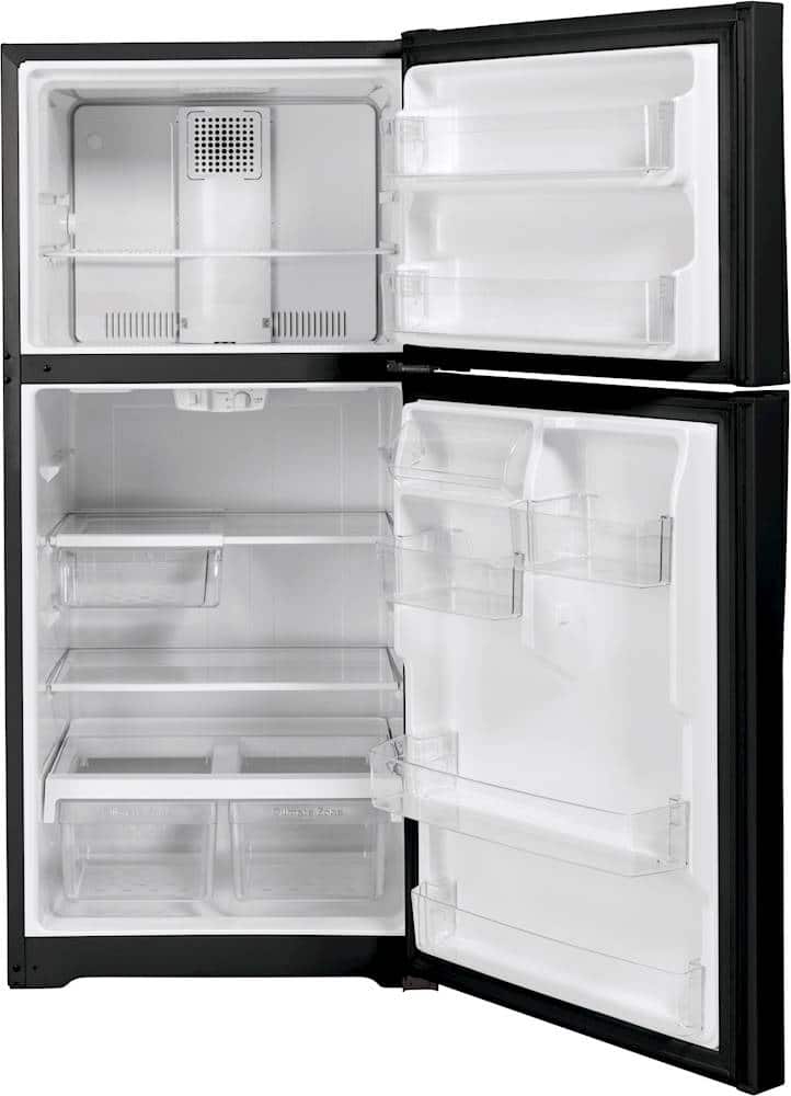 GE – 30 in. Wide 19.2 Cu. Ft. Top-Freezer Refrigerator with LED Interior Lighting – Black