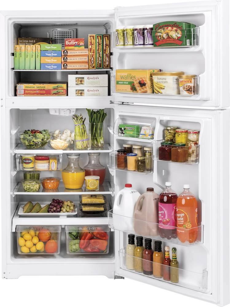GE – 30 in. Wide 19.2 Cu. Ft. Top-Freezer Refrigerator with Premium Inner Door Modular Bins – White