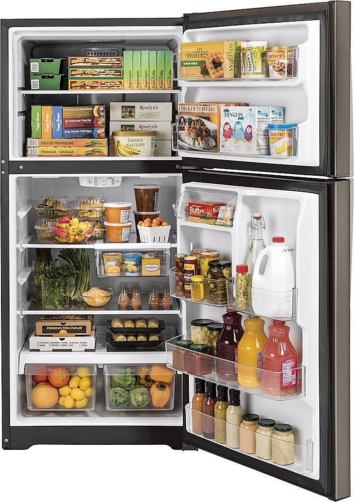 GE – 30 in. Wide 19.2 Cu. Ft. Top-Freezer Refrigerator with Garage Ready Design – Slate
