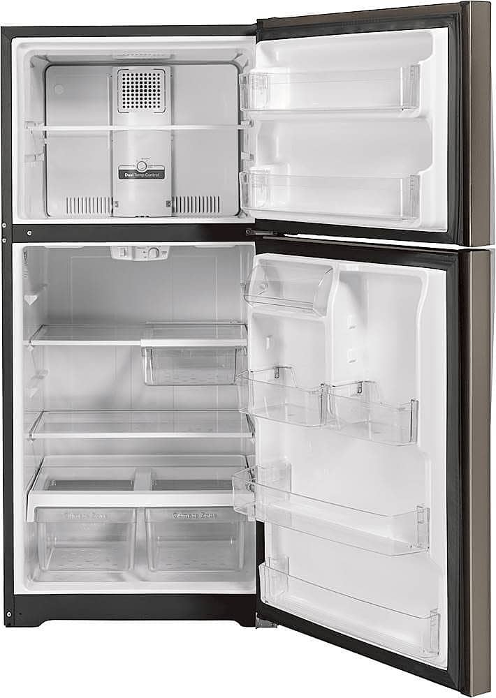 GE – 30 in. Wide 19.2 Cu. Ft. Top-Freezer Refrigerator with Garage Ready Design – Slate