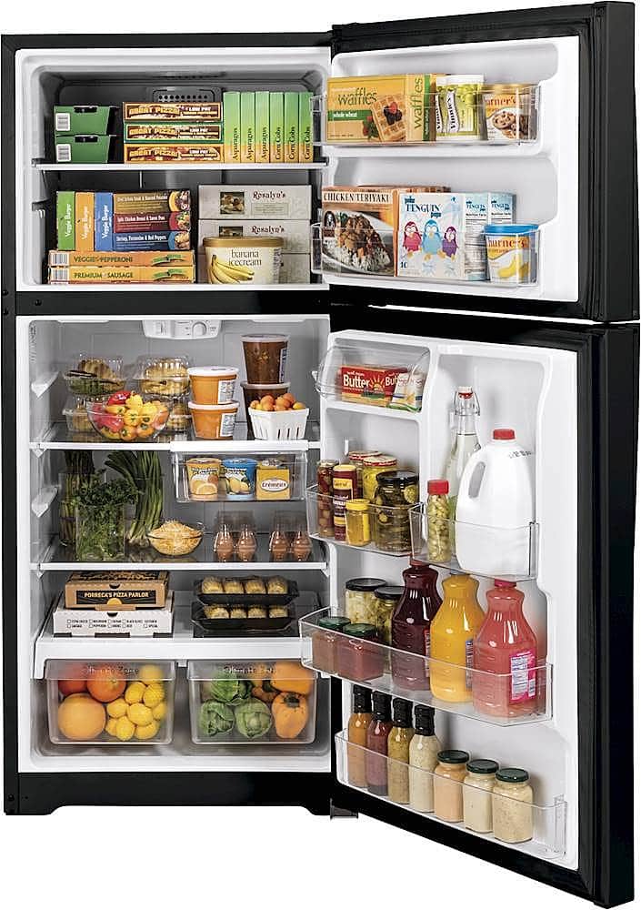 GE – 30 in. Wide 19.2 Cu. Ft. Top-Freezer Refrigerator with Garage Ready Performance – Black