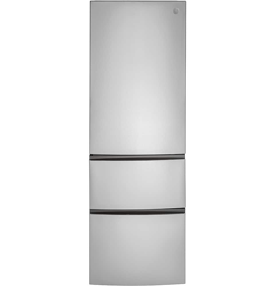 GE – 24 in. Wide 11.9 Cu. Ft. Bottom-Freezer Counter-Depth Refrigerator – Stainless Steel