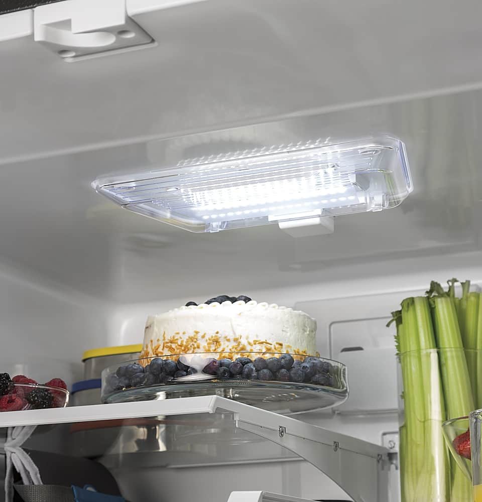 GE – 24 in. Wide 11.9 Cu. Ft. Bottom-Freezer Counter-Depth Refrigerator – Stainless Steel