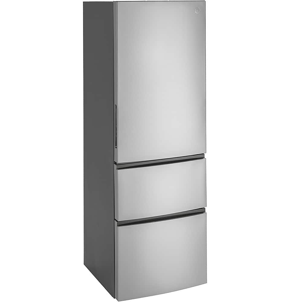 GE – 24 in. Wide 11.9 Cu. Ft. Bottom-Freezer Counter-Depth Refrigerator – Stainless Steel