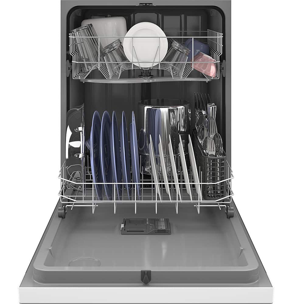 GE – 24″ Front Control Built-In Plastic Tub Dishwasher with Dry Boost and 59 dBA – White