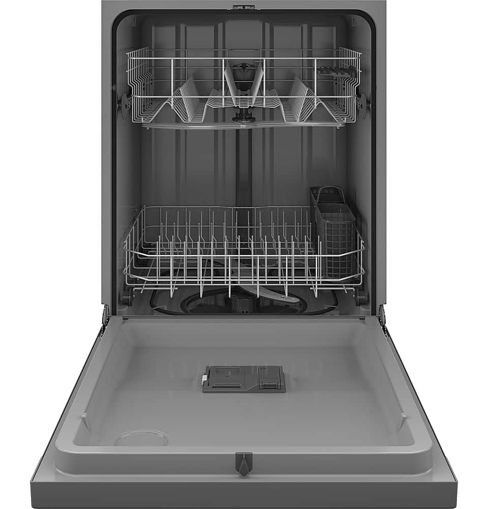 GE – 24″ Front Control Built-In Plastic Tub Dishwasher with Steam + Sanitization and 55 dBA – Stainless Steel