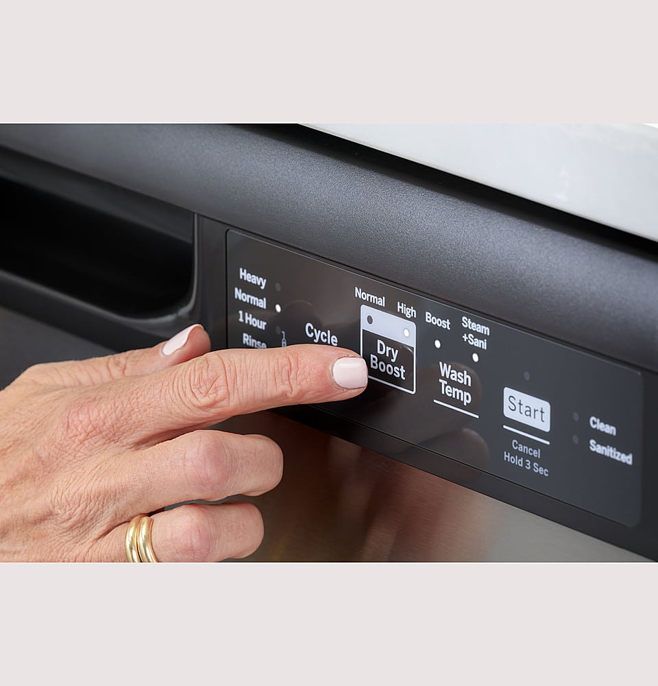 GE – 24″ Front Control Built-In Plastic Tub Dishwasher with Steam + Sanitization and 55 dBA – Stainless Steel