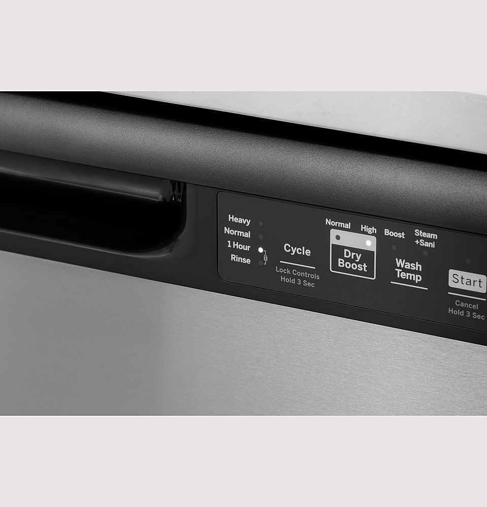 GE – 24″ Front Control Built-In Plastic Tub Dishwasher with Steam + Sanitization and 55 dBA – Stainless Steel