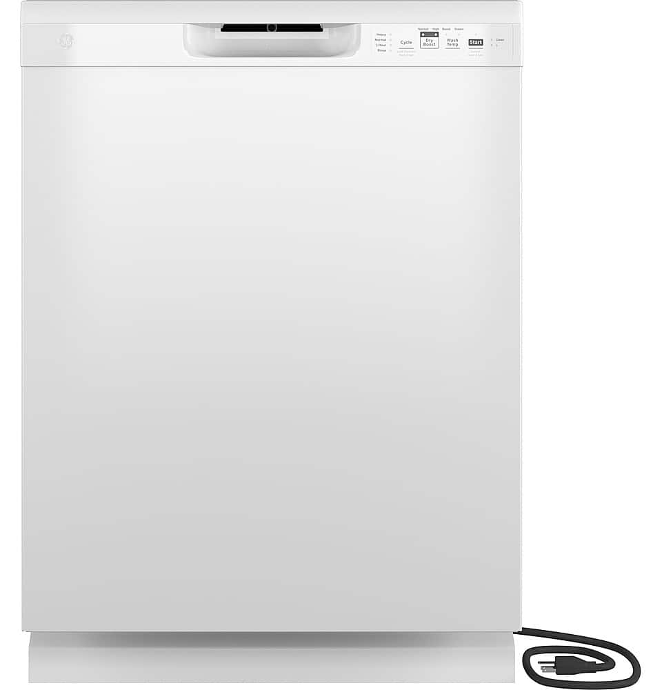 GE – 24″ Front Control Built-In Plastic Tub Dishwasher with Dry Boost and 59 dBA – White