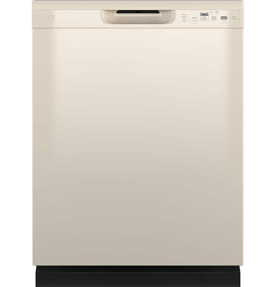 GE – 24″ Front Control Built-In Plastic Tub Dishwasher with Steam + Sanitization and 55 dBA – Bisque