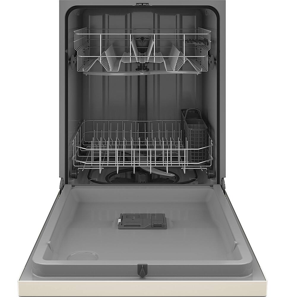 GE – 24″ Front Control Built-In Plastic Tub Dishwasher with Steam + Sanitization and 55 dBA – Bisque
