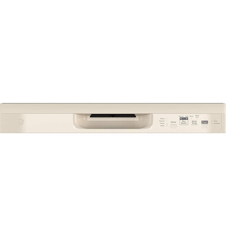 GE – 24″ Front Control Built-In Plastic Tub Dishwasher with Steam + Sanitization and 55 dBA – Bisque