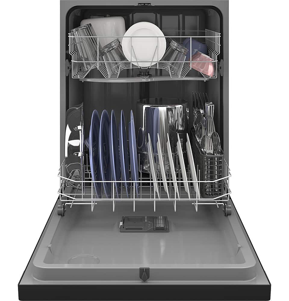 GE – 24″ Front Control Built-In Plastic Tub Dishwasher with Dry Boost and 59 dBA – Black