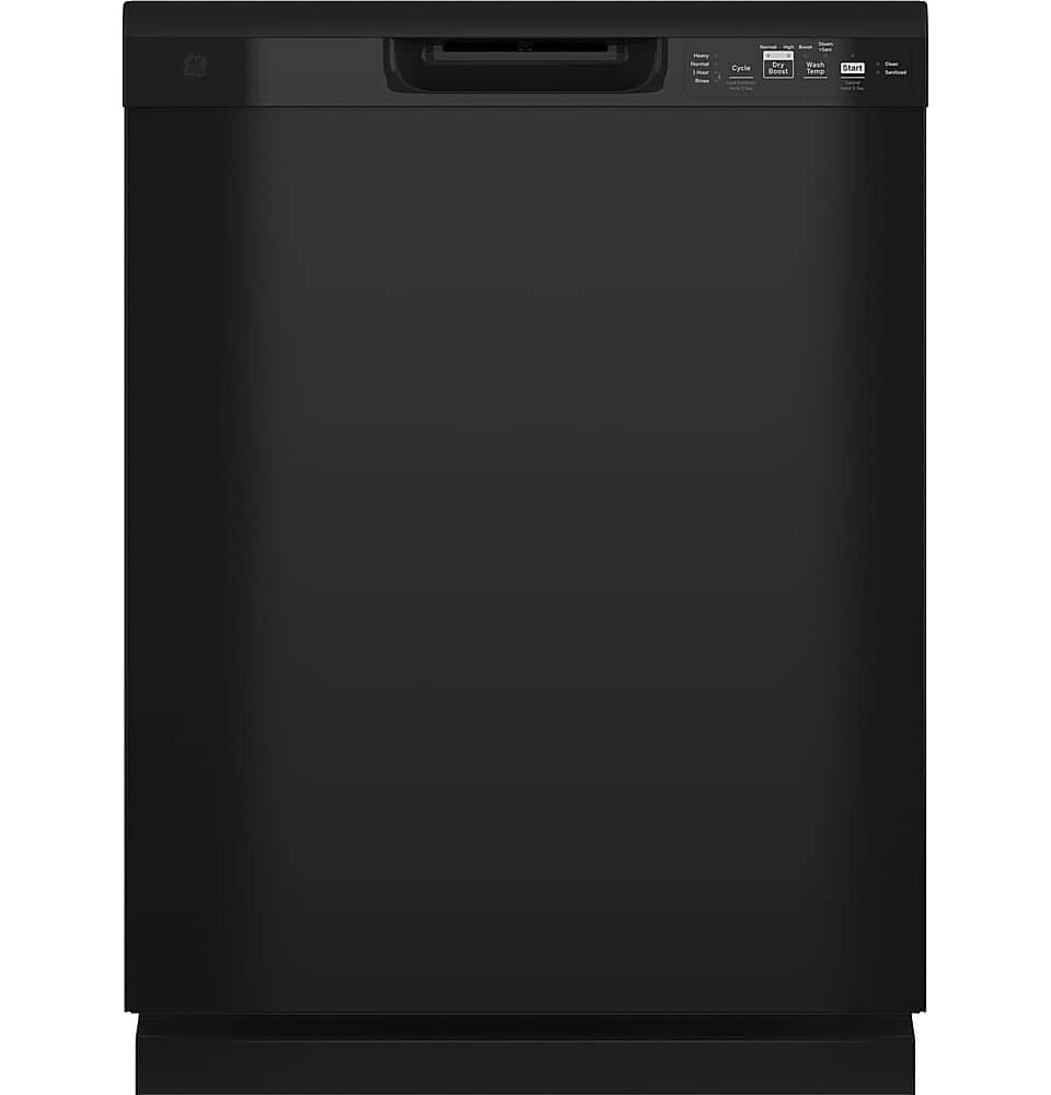 GE – 24″ Front Control Built-In Plastic Tub Dishwasher with Steam + Sanitization and 55 dBA – Black