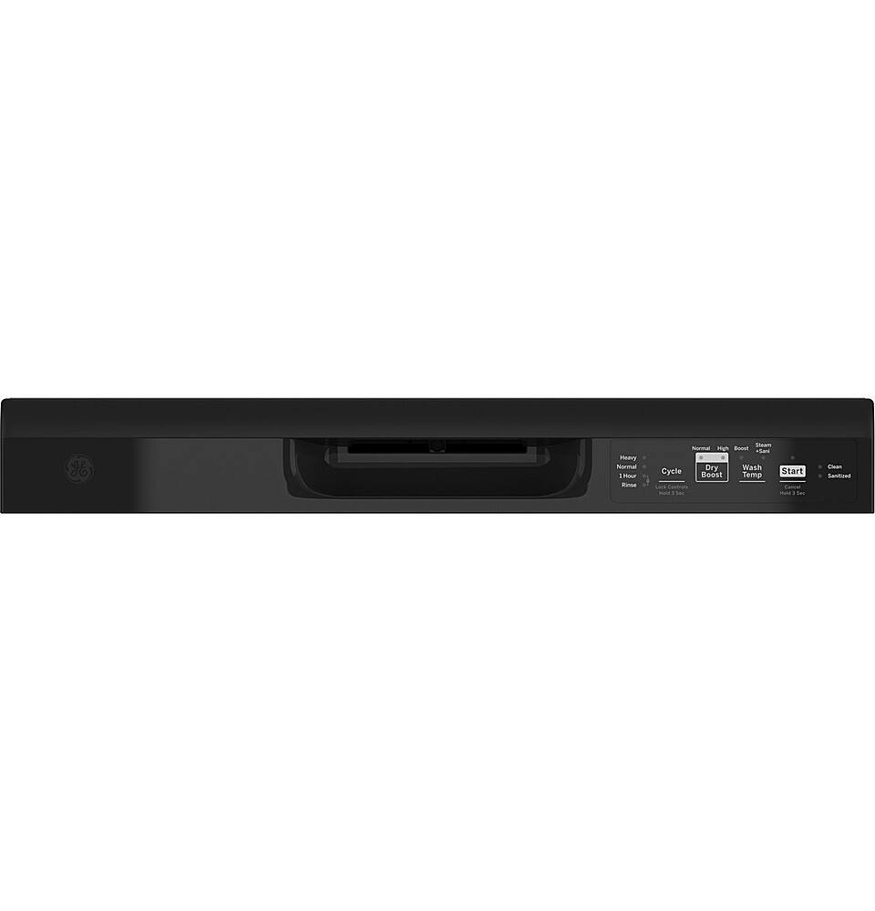 GE – 24″ Front Control Built-In Plastic Tub Dishwasher with Steam + Sanitization and 55 dBA – Black