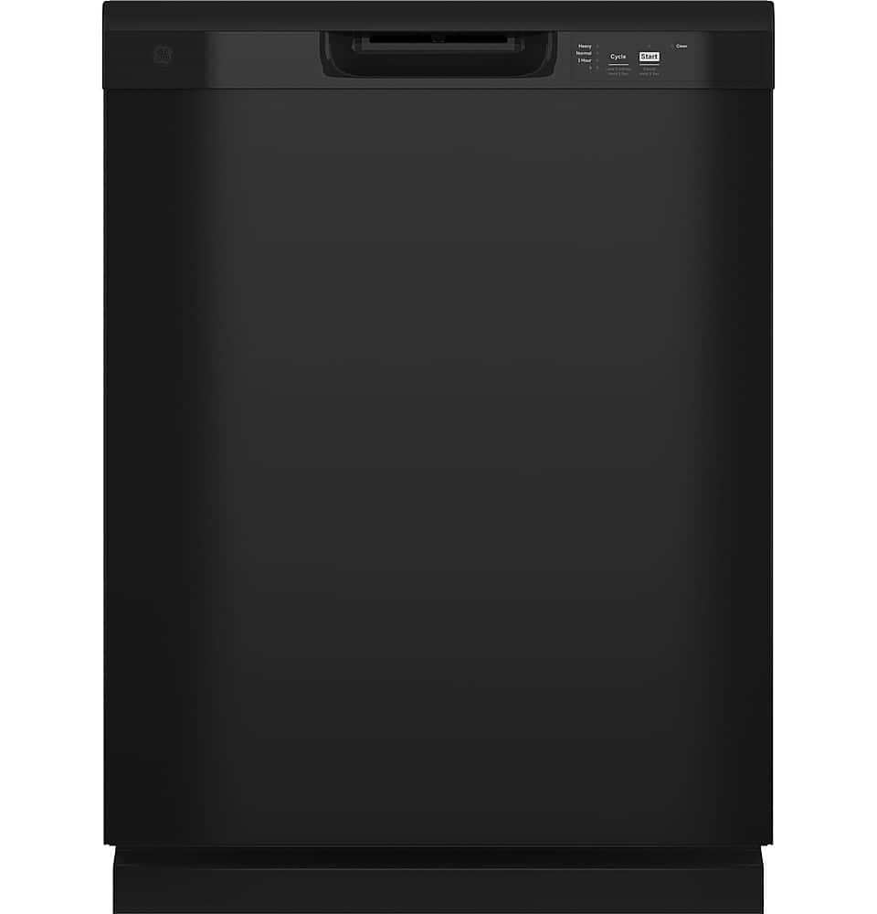 GE – 24″ Front Control Built-In Plastic Tub Dishwasher with Extra Heavy Duty Wash Cycle and 60dBA – Black