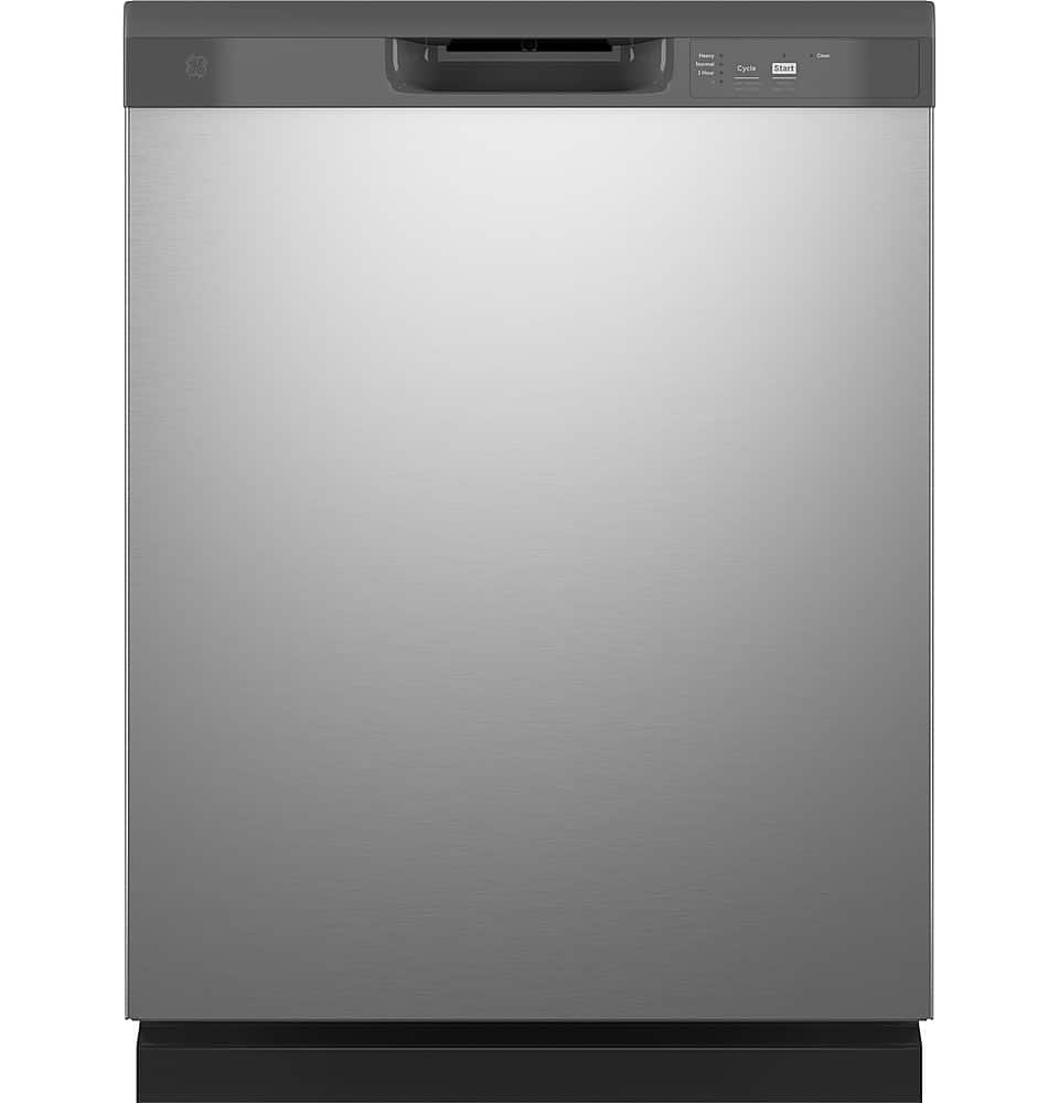 GE – 24″ Front Control Built-In Plastic Tub Dishwasher with Extra Heavy Duty Wash Cycle and 60dBA – Stainless Steel