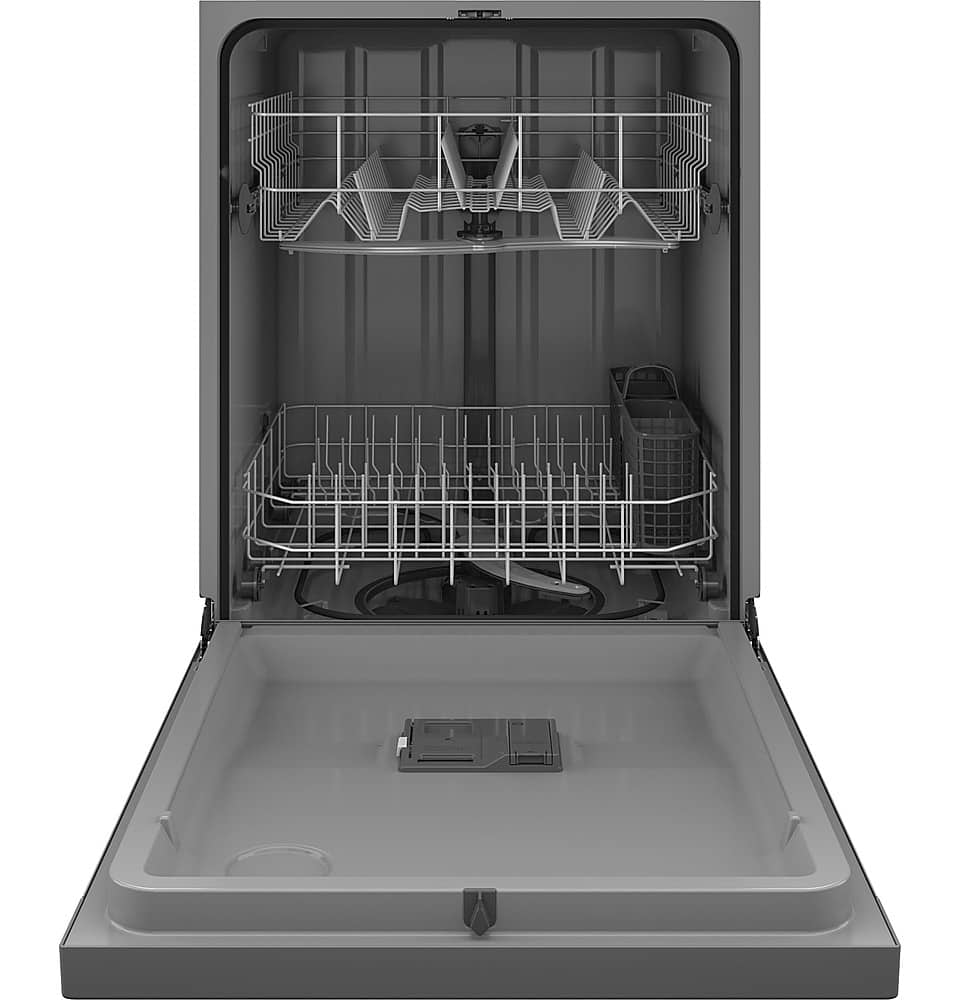 GE – 24″ Front Control Built-In Plastic Tub Dishwasher with Extra Heavy Duty Wash Cycle and 60dBA – Stainless Steel