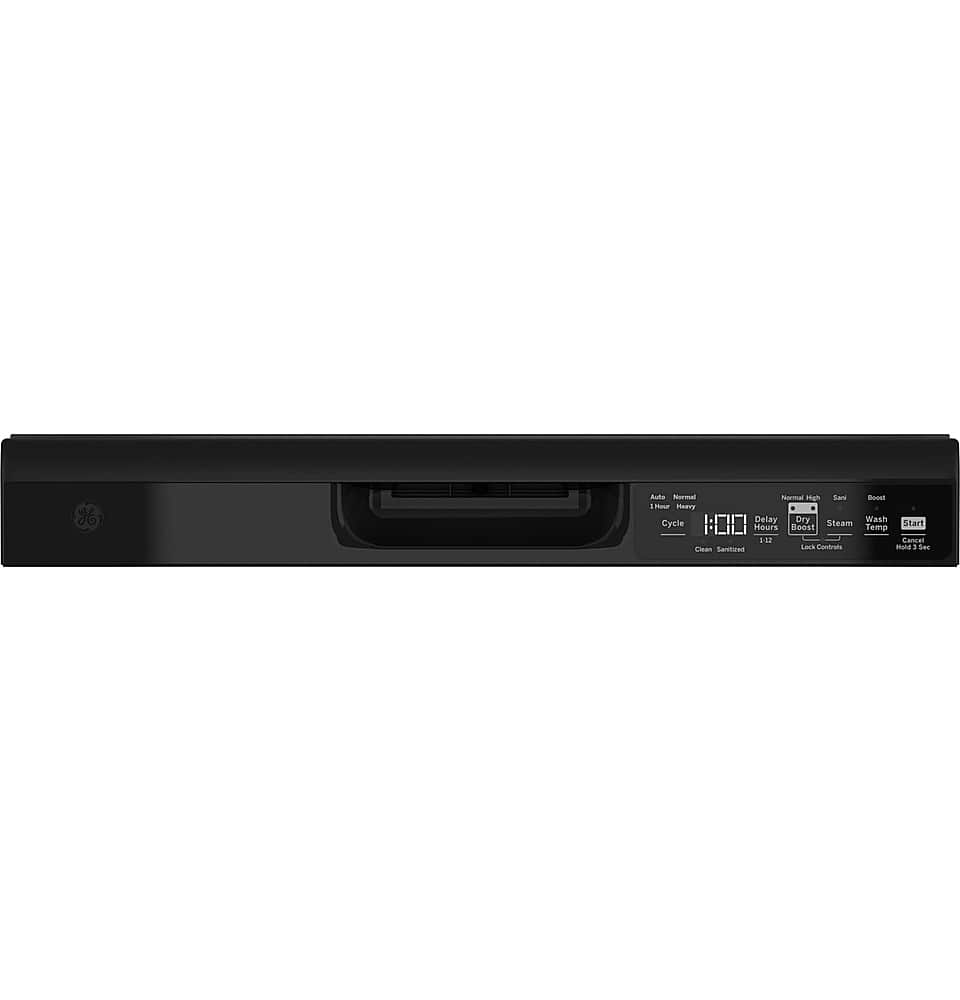 GE – 24″ Front Control Built-In Plastic Tub Dishwasher with Steam + Sanitization and 52 dBA – Black