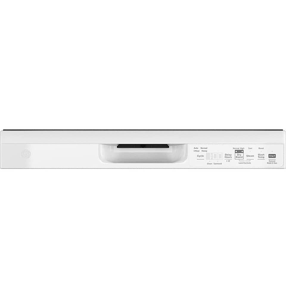 GE – 24″ Front Control Built-In Plastic Tub Dishwasher with Steam + Sanitization and 52 dBA – White