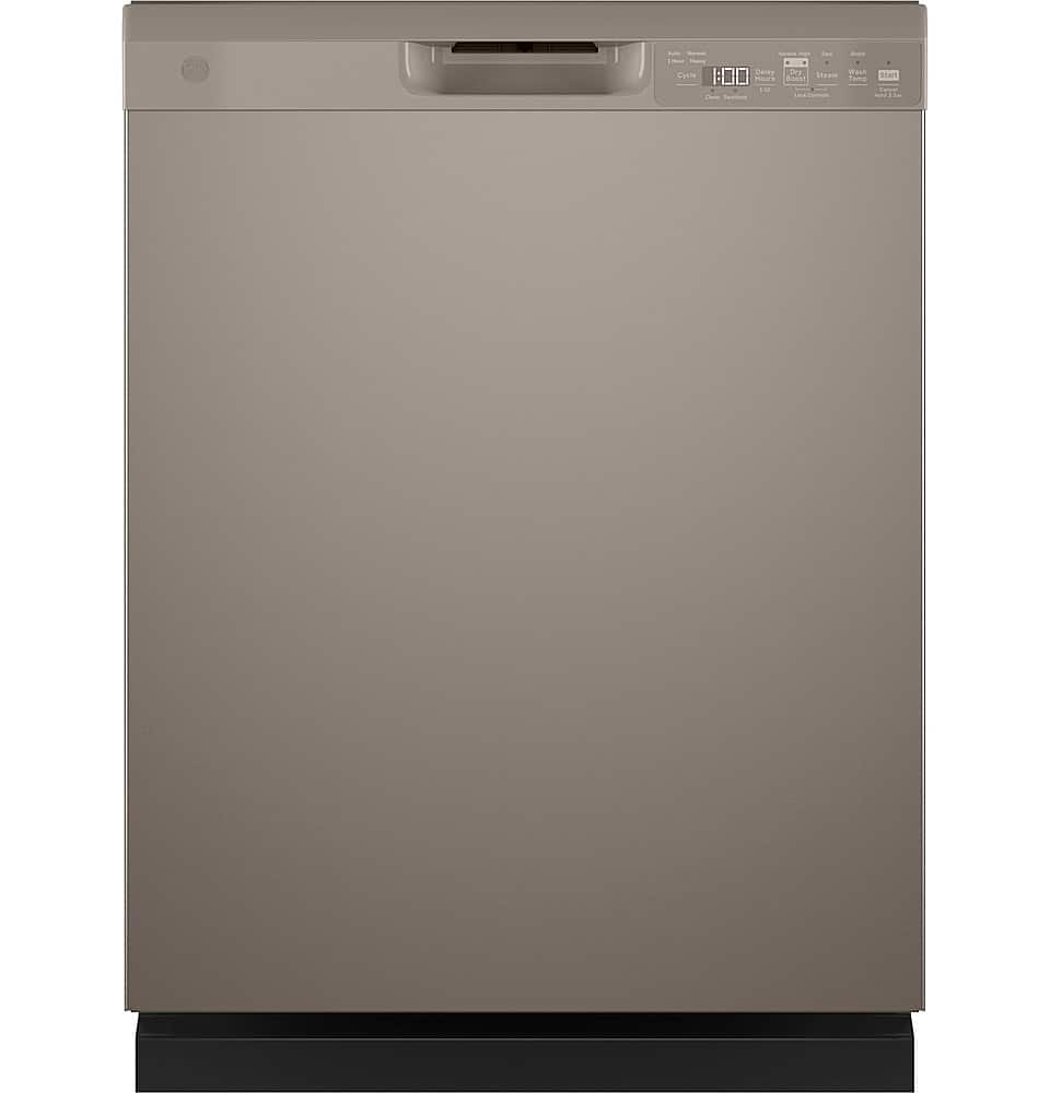GE – 24″ Front Control Built-In Plastic Tub Dishwasher with Steam + Sanitization and 52 dBA – Slate