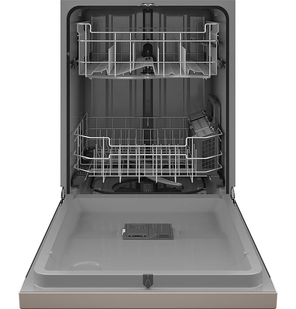 GE – 24″ Front Control Built-In Plastic Tub Dishwasher with Steam + Sanitization and 52 dBA – Slate