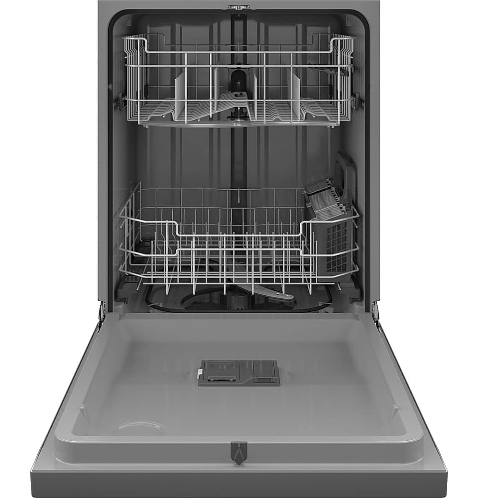 GE – 24″ Front Control Built-In Plastic Tub Dishwasher with Steam + Sanitization and 52 dBA – Stainless Steel