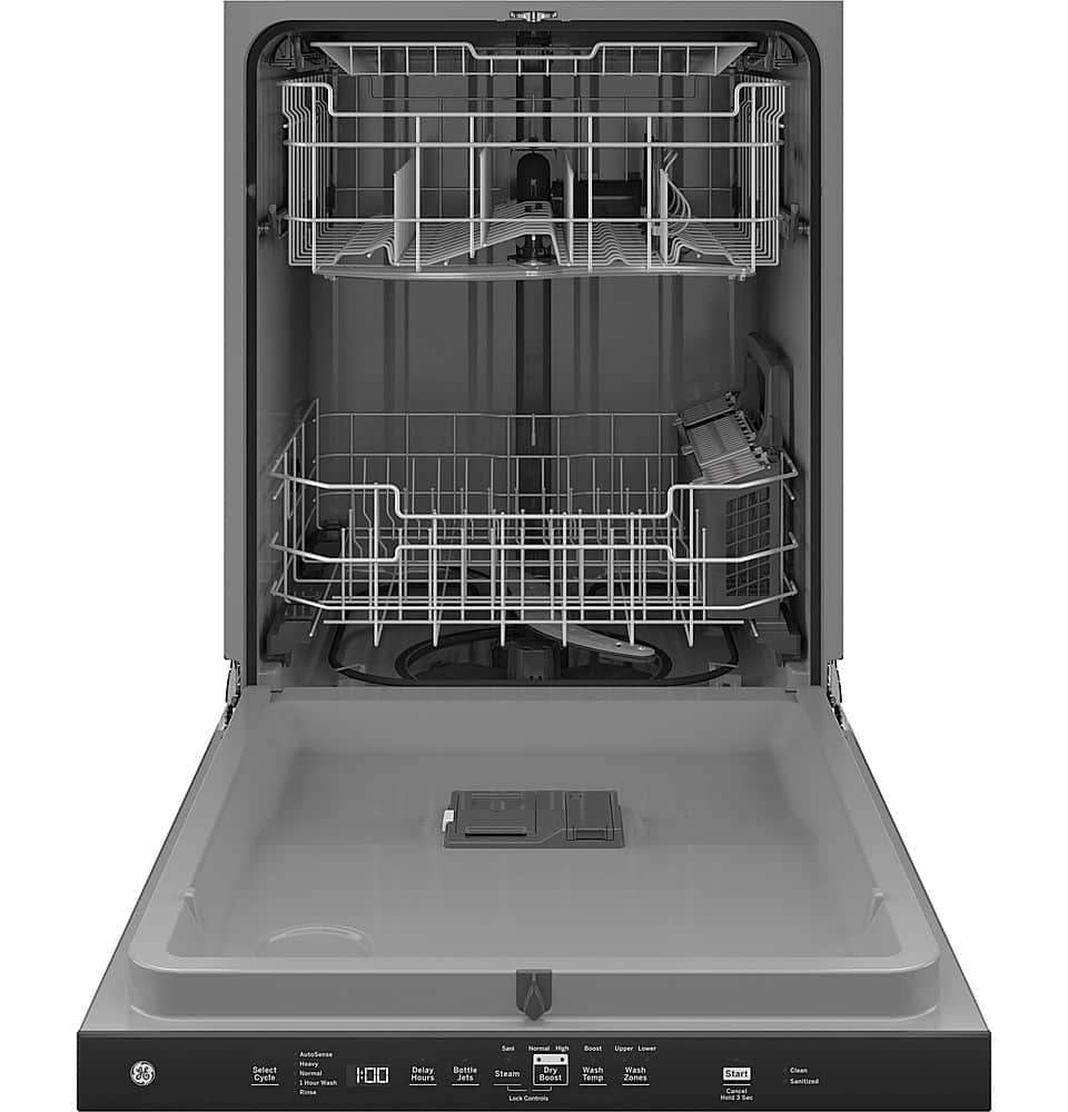GE – 24″ Top Control Built-In Plastic Tub Dishwasher with 3rd Rack, Bottle Jets and 50 dBA – White
