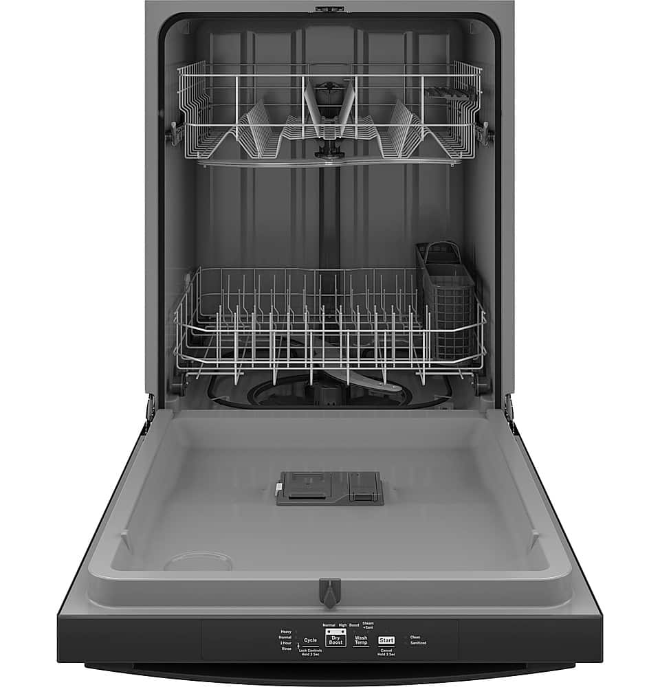 GE – 25″ Top Control Built In Plastic Tub Dishwasher with Dry Boost and 55 dBA – Black