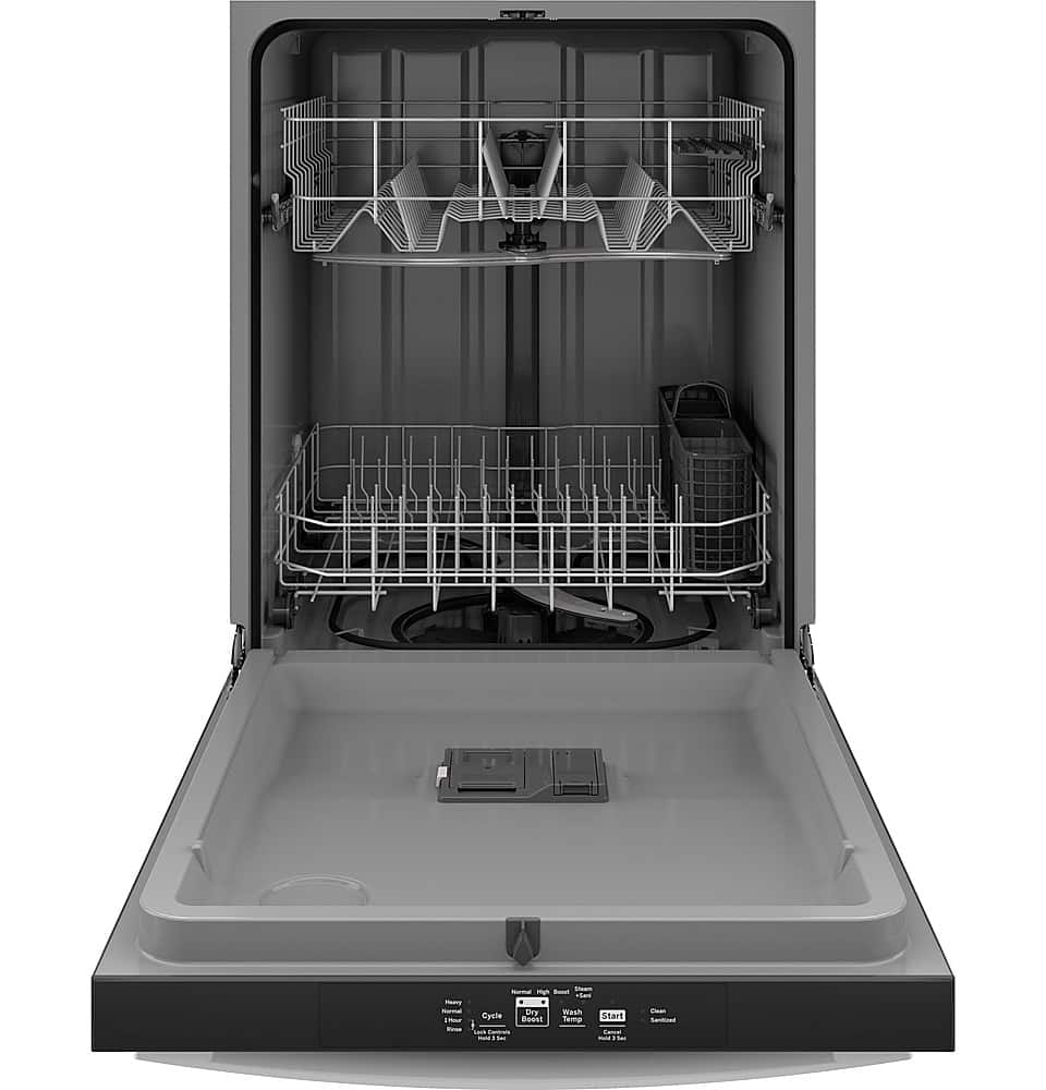 GE – 25″ Top Control Built In Plastic Tub Dishwasher with Dry Boost and 55 dBA – White
