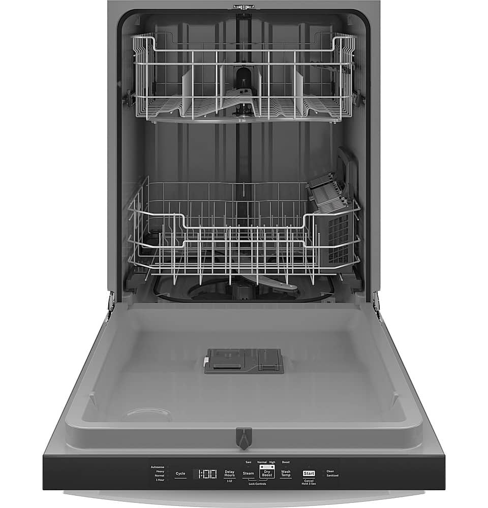 GE – 24″ Top Control Built-In Plastic Tub Dishwasher with Sanitize Cycle and 52 dBA – White