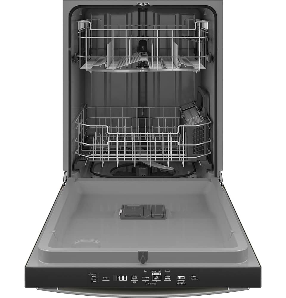 GE – 24″ Top Control Built-In Plastic Tub Dishwasher with Sanitize Cycle and 52 dBA – Slate