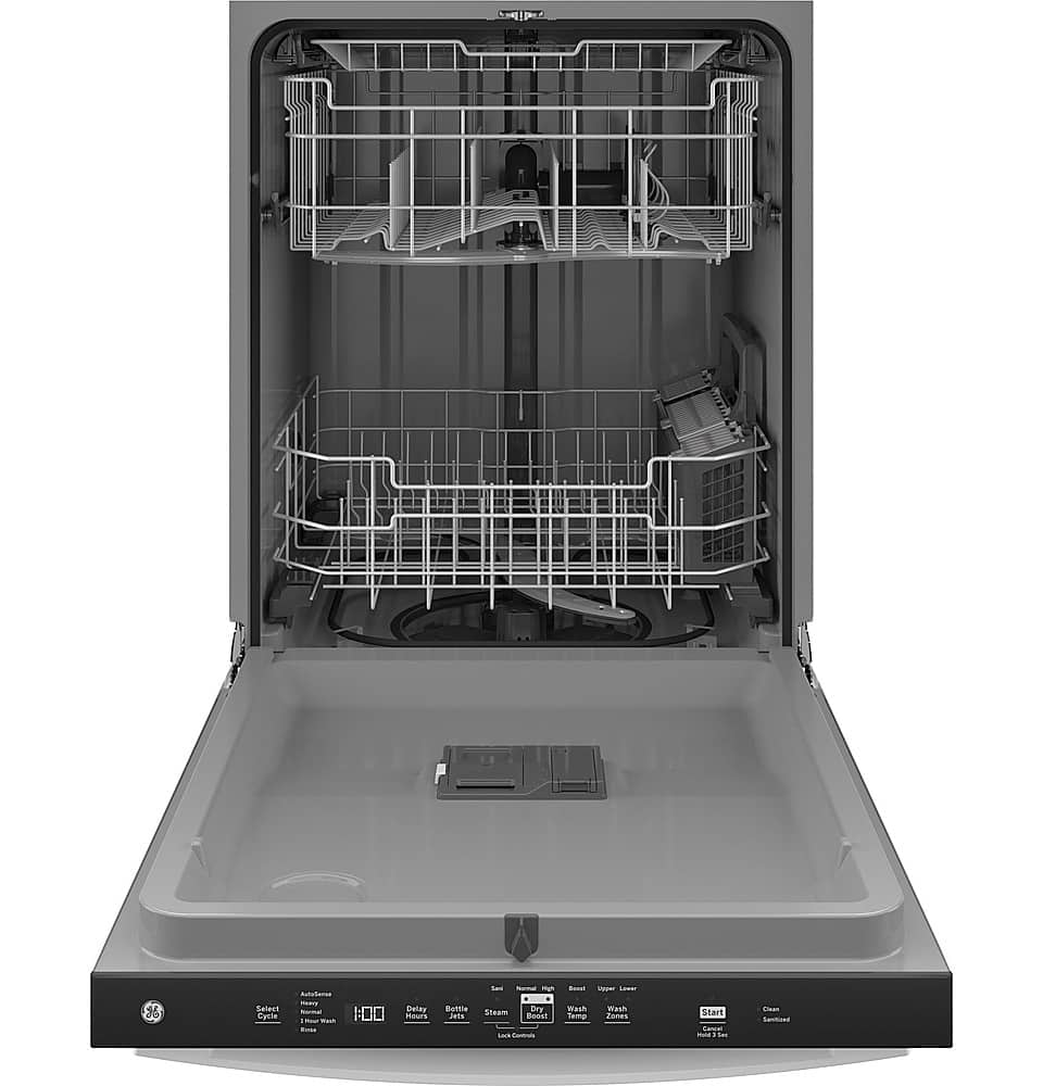 GE – 24″ Top Control Built-In Plastic Tub Dishwasher with 3rd Rack, Dry Boost and 50 dBA – White