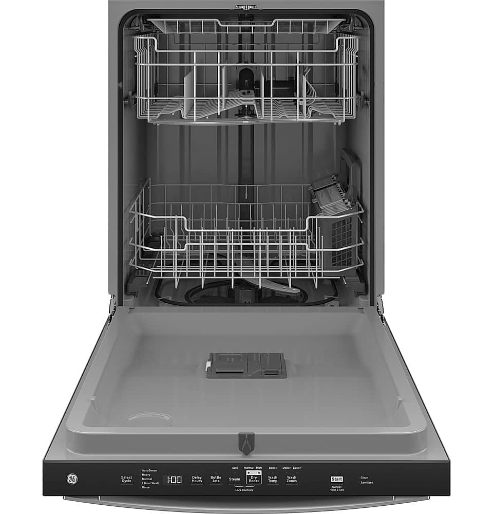 GE – 24″ Top Control Built-In Plastic Tub Dishwasher with 3rd Rack, Sanitize Cycle and 50 dBA – Stainless Steel